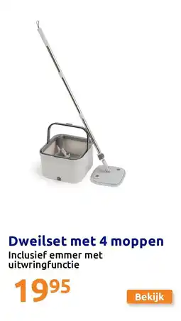 Action Dweilset met 4 moppen aanbieding