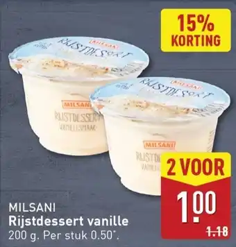 ALDI Milsan Rijstdessert vanille aanbieding