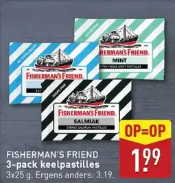 ALDI Fisherman's friend 3 pack keelpastilles aanbieding