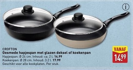 ALDI Gesmede hapjespan met glazen deksel of koekenpan aanbieding