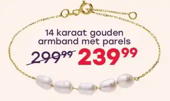 Lucardi 14 karaat gouden armband met parels aanbieding