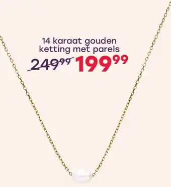 Lucardi 14 karaat gouden ketting met parels aanbieding