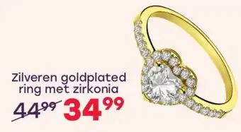 Lucardi Zilveren goldplated ring met zirkonia aanbieding