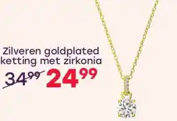 Lucardi Zilveren goldplated ketting met zirkonia aanbieding