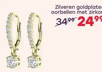 Lucardi Zilveren goldplated oorbellen met zirkonia aanbieding