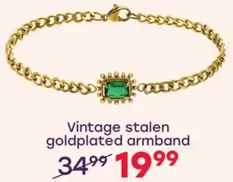 Lucardi Vintage stalen goldplated armband aanbieding