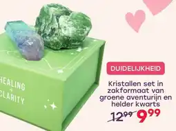 Lucardi Kristallen set in zakformaat van groene aventurijn en helder kwart's aanbieding