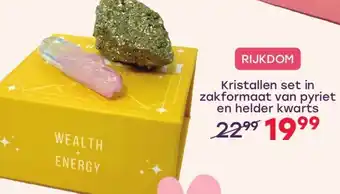 Lucardi Kristallen set in zakformaat van pyriet en helder kwarts aanbieding