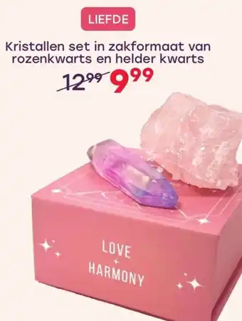 Lucardi Kristallen set in zakformaat van rozenkwarts en helder kwarts aanbieding