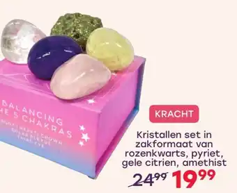 Lucardi Kristallen set in zakformaat van rozenkwarts, pyriet, gele citrien, amethist aanbieding