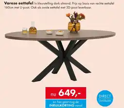 Woonsquare Varese eettafel aanbieding