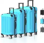 Bol.com Voyagoux Kofferset 3 delig - ABS kofferset - L / M / S - Koffer - Lichtblauw aanbieding