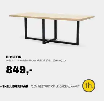 Trendhopper Boston Eettafel Met Metalen U-Poot Dubbel 200x100 Cm aanbieding