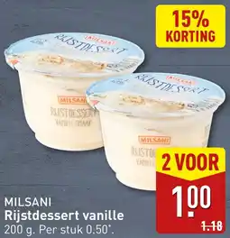 ALDI Milsani rijstdessert vanille aanbieding