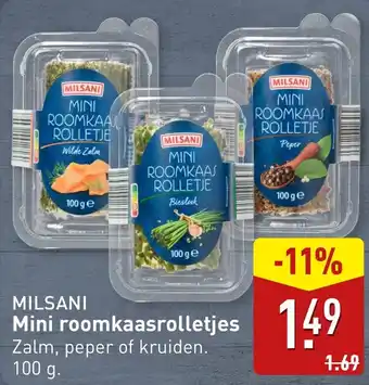 ALDI Milsani mini roomkaasrolletjes aanbieding