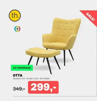 Trendhopper Otta Fauteuil Incl. Hocker Stof Geel aanbieding