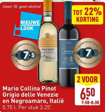 ALDI Mario Collina Pinot Grigio delle Venezie en Negroamaro, aanbieding