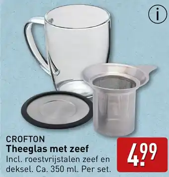 ALDI Crofton Theeglas met zeef aanbieding