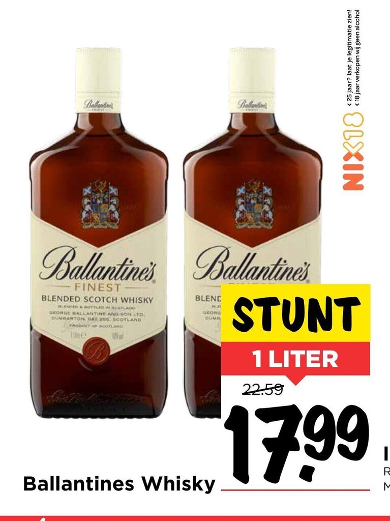 Vomar Voordeelmarkt Ballantines Whisky 1 Liter aanbieding