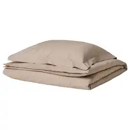 IKEA Luktjasmin Dekbedovertrek en kussensloop, grijsbeige, 140x200/60x70 cm aanbieding