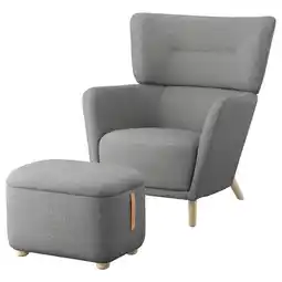 IKEA Oskarshamn Oorfauteuil met voetenbank, Tibbleby beige/grijs aanbieding