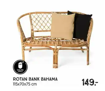 Xenos Rotan Bank Bahama 115x70x75 Cm aanbieding