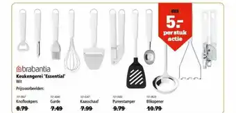 Marskramer Brabantia Keukengerei 'Essential' Wit : Knoflookpers, Garde, Kaasschaaf, Pureestamper Of Blikopener aanbieding