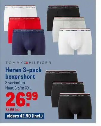 Makro Tommy Hilfiger Heren 3-Pack Boxershort aanbieding