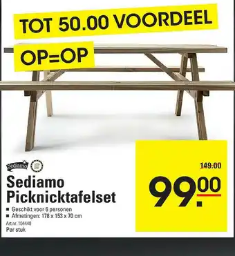 De Kweker Sediamo Picknicktafelset aanbieding