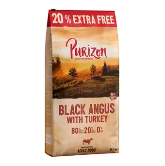 Zooplus 12 kg + 20% gratis! 14,4 kg Purizon Droogvoer - Graanvrij - Black-Angus-Rund met Kalkoen aanbieding