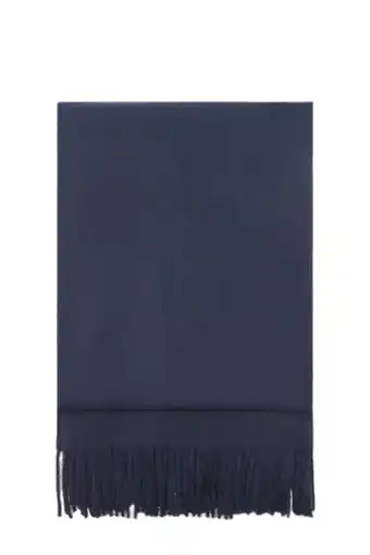 Wehkamp Mango sjaal met franjes donkerblauw aanbieding