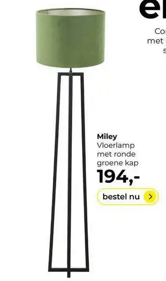 Lampidee Miley Vloerlamp Met Ronde Groene Kap aanbieding