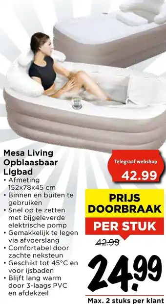 Vomar Voordeelmarkt Mesa Living Opblaasbaar Ligbad aanbieding