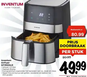 Vomar Voordeelmarkt Inventum Airfryer GF350HLD aanbieding