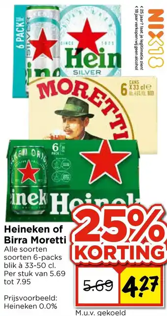 Vomar Voordeelmarkt Heineken of Birra Moretti aanbieding