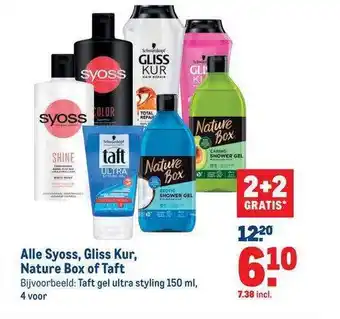 Makro Alle syoss, gliss kur, nature box of taft aanbieding