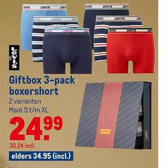 Makro Levi's Giftbox 3-Pack Boxershort aanbieding