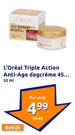 Action L'Oréal Triple Action Anti-Age dagcrème 45+ Pro-Retinol aanbieding