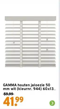 GAMMA GAMMA houten jaloezie 50 mm wit (kleurnr. 944) 60x130 cm (bxh) aanbieding