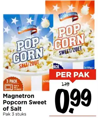 Vomar Voordeelmarkt Magnetron Popcorn Sweet of Salt aanbieding