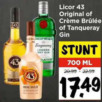 Vomar Voordeelmarkt Licor 43 Original of Crème Brûlée of Tanqueray Gin aanbieding