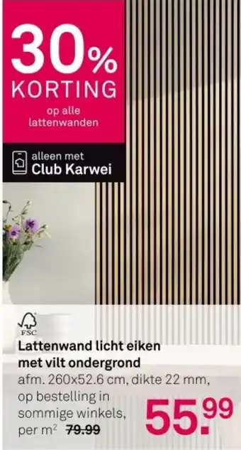 Karwei Lattenwand licht eiken met vilt ondergrond aanbieding