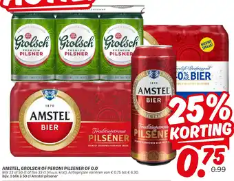 Dekamarkt Amstel, grolsch of peroni pilsener of 0.0 aanbieding