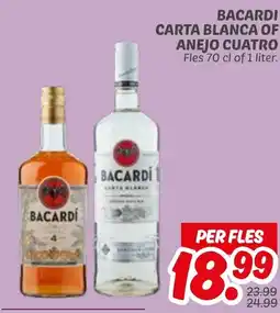 Dekamarkt Bacardi carta blanca of anejo cuatro aanbieding