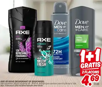 Dekamarkt Axe of dove deodorant of douchegel aanbieding