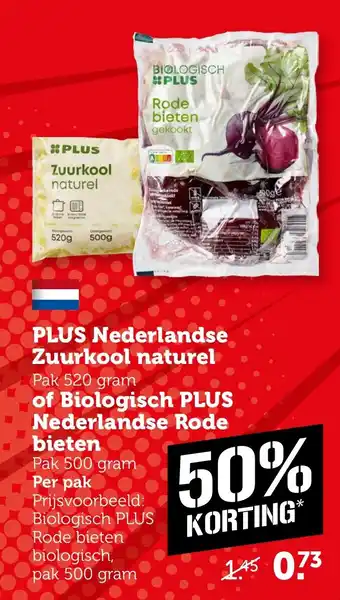 Coop PLUS Nederlandse Zuurkool naturel of Biologisch PLUS Nederlandse Rode bieten aanbieding