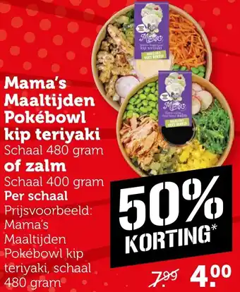 Coop Mama's Maaltijden Pokébowl kip teriyaki Schaal of zalm aanbieding