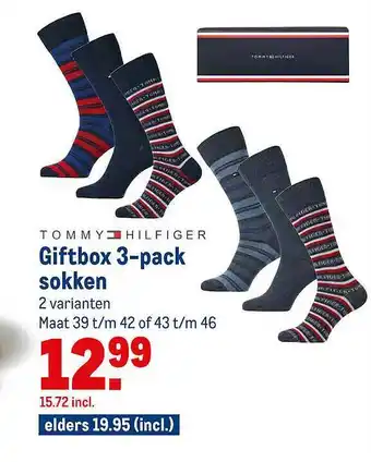 Makro Tommy Hilfiger Giftbox 3-Pack Sokken aanbieding