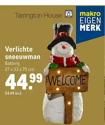 Makro Tarrington House Verlichte Sneeuwman aanbieding