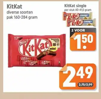 Dagwinkel KitKat Of KitKat Single 2 voor aanbieding